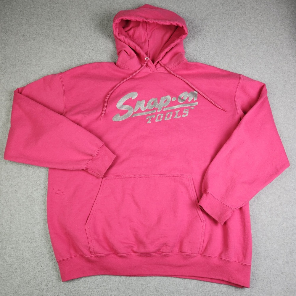 Snap-on Tools Hoodie Womens 2XL Pink Fleece Lined Soft Kangaroo Pocket Pullover